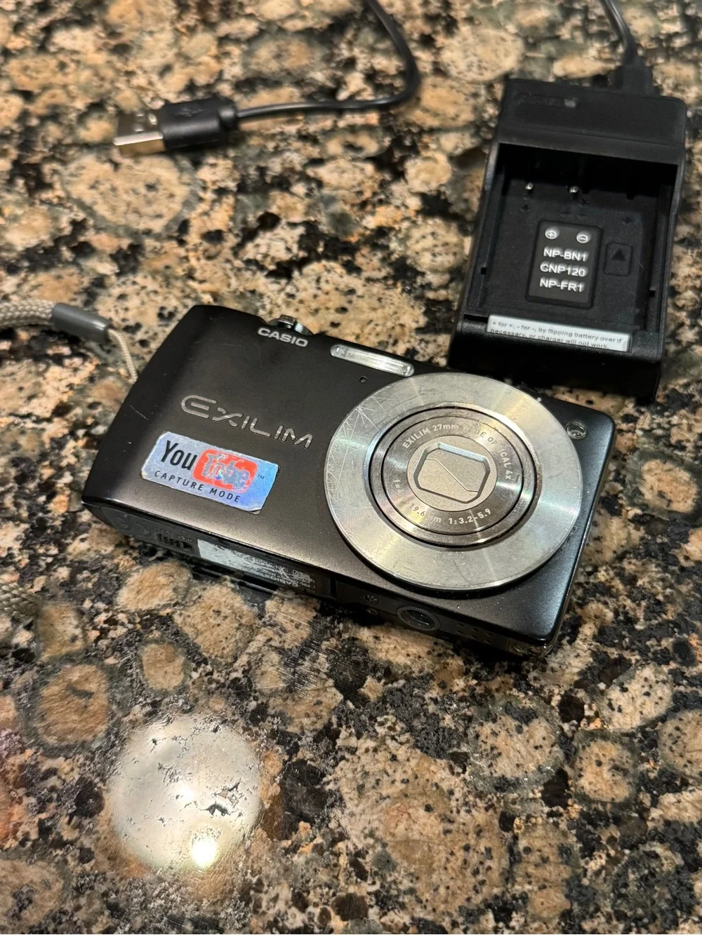 Casio Exilim Compact Digital Camera in Black with Silver Lens Ring